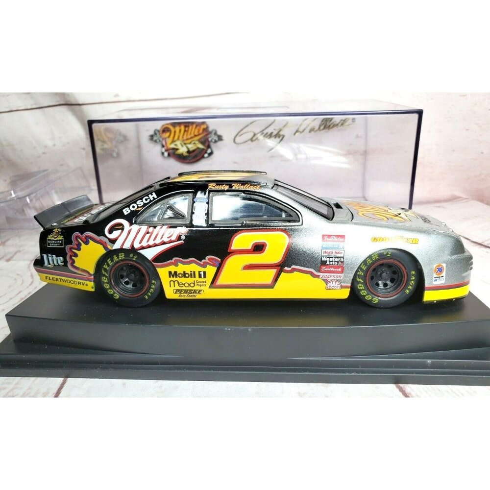 Rusty Wallace Miller #2 Goodyear Diecast Model Race Car with Display Case